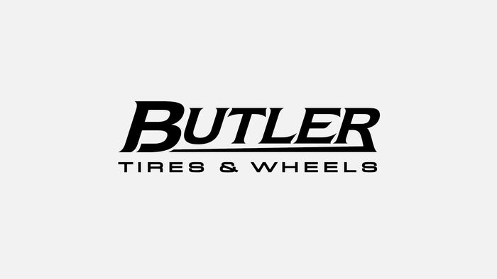 Butler Tires & Wheels logo featuring bold black typography, representing premium custom wheels and performance tire services.