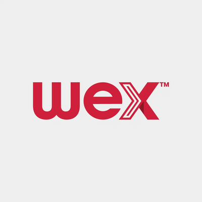 WEX logo in bold red text with stylized "X," representing fleet cards, fuel management, and payment solutions for businesses.