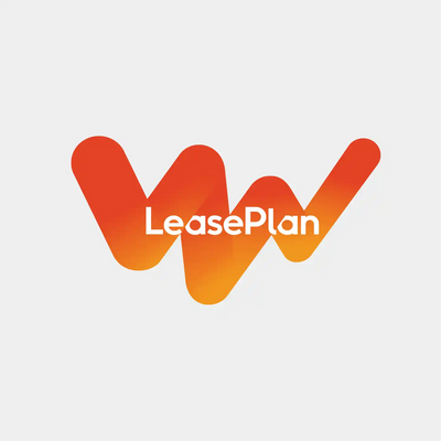 LeasePlan logo featuring a modern orange gradient wave design, representing fleet management and vehicle leasing solutions for businesses.