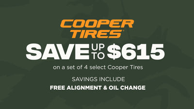 Save up to $615 on a set of 4 select Cooper Tires