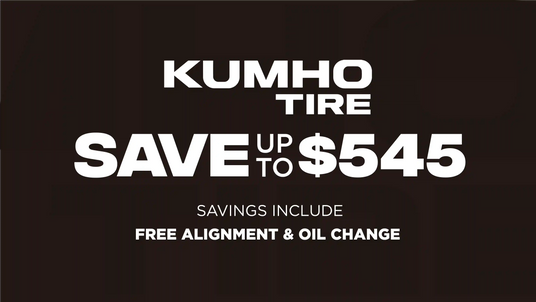 Limited time Kumho tire offers saved up to $545 with free alignment and oil change