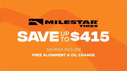 For a limited time, save up to 415 on Milestar at Tire Discounters.