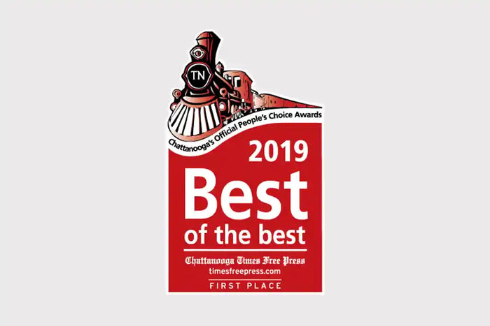 Best of the Best award badge from Chattanooga Times Free Press, honoring first-place winners in Chattanooga’s Official People’s Choice Awards.