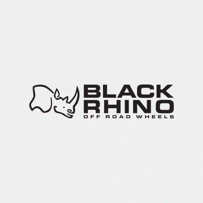 Black Rhino Wheels logo – tough, black-on-white branding for rugged off-road wheels built for trucks and adventure-ready vehicles.