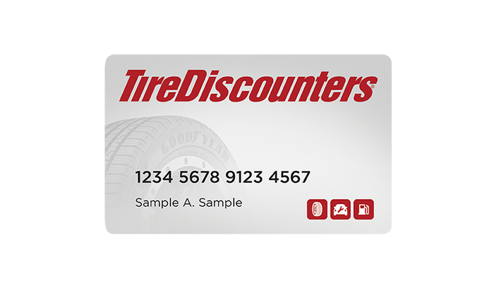 Sample Tire Discounters credit card offering flexible tire and auto repair financing
