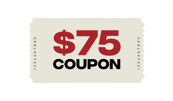$75 off coupon highlighting Tire Discounters tire deals and auto repair savings