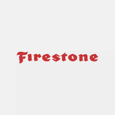 Firestone logo featuring classic red Gothic-style lettering, representing a legacy of durability, reliability, and American tire heritage.