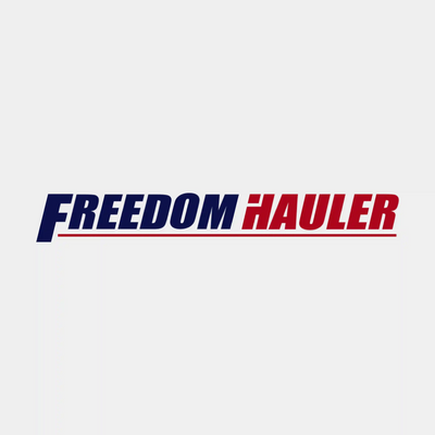 Freedom Hauler logo in red and blue, representing heavy-duty trailer tires for hauling, towing, and commercial use.
