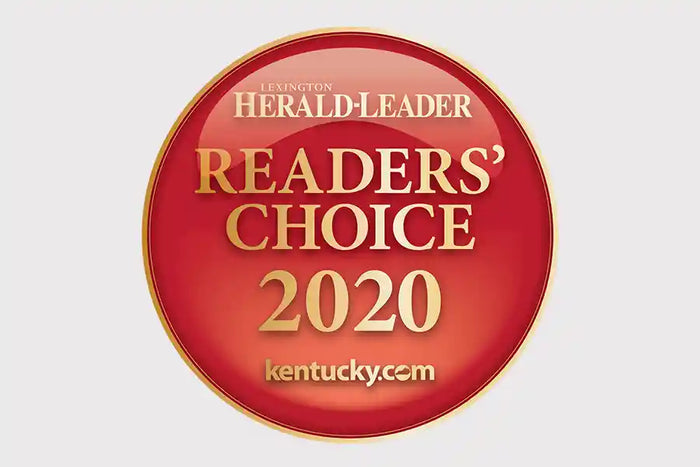 Lexington Herald-Leader Readers' Choice Award badge from Kentucky.com in red and gold design.