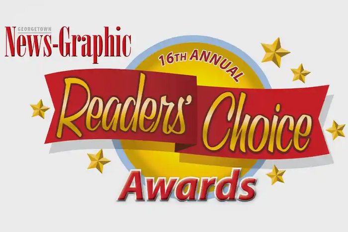 Georgetown News-Graphic 16th Annual Readers' Choice Award badge honoring Tire Discounters as a top-rated auto service provider.