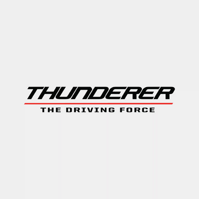 Thunderer Tires logo with the slogan “The Driving Force,” known for affordable high-performance and off-road tires.