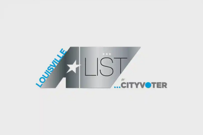 Louisville A-List award badge from CityVoter recognizing Tire Discounters for top-rated auto repair and tire service in the region.