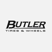 Butler Tires & Wheels logo featuring a sleek, italicized serif typeface with a bold "B" and underlined “BUTLER,” emphasizing premium performance and style in custom tire and wheel solutions.