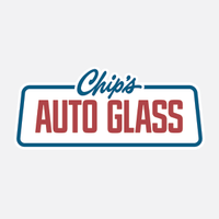 Chip’s Auto Glass logo in retro-style blue and red, used for mobile windshield repair and ADAS recalibration services.
