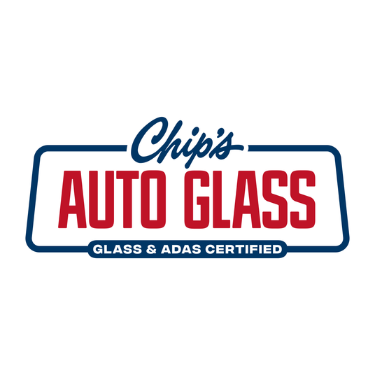 Chip’s Auto Glass logo with text “Glass & ADAS Certified” in red and blue on a white background.