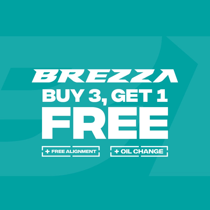 Brezza Tires: Buy 3 Get 1 Free, Plus a Free Alignment and a Free Oil Change at Tire Discounters!