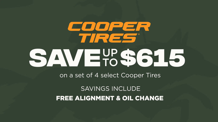 Save up to $615 on a set of 4 select Cooper Tires​