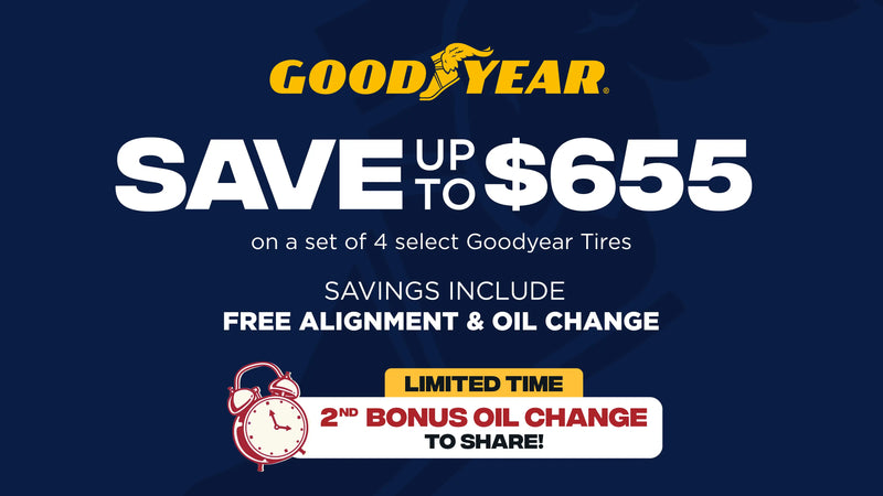 Save Up To $655 On a SET of 4 SELECT Goodyear Tires​