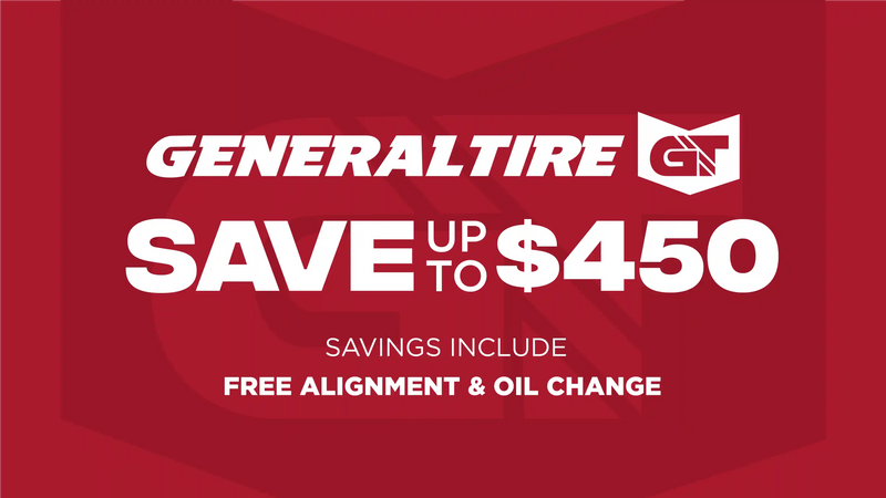 Save up to $450 on General Tires