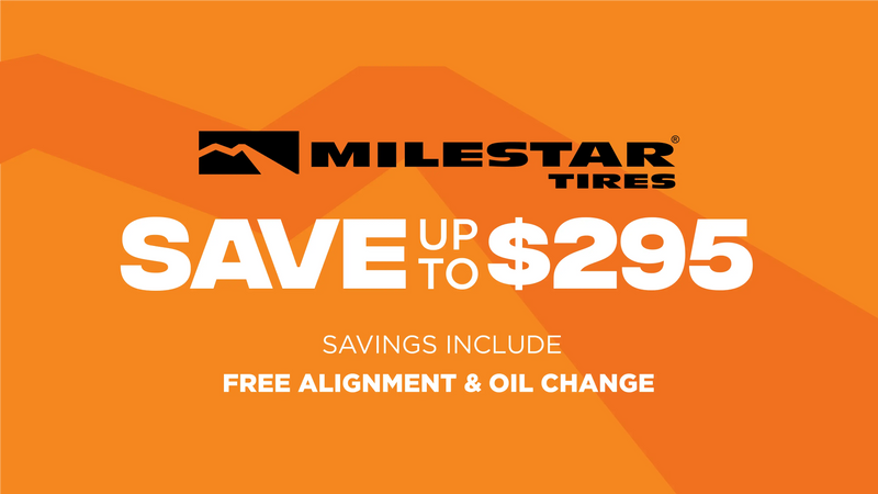Save up to $295 on Milestar Tires
