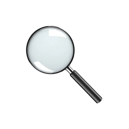 Magnifying glass with a black handle on a white background