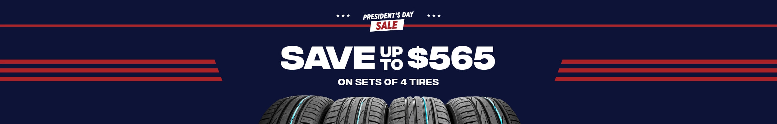 For a limited time, Save up to $565 during Tire Discounters' President's Day Sale