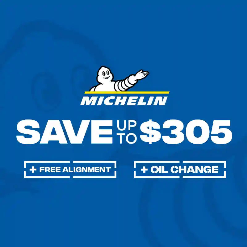 Upgrade your ride and save big. Get up to $305 in savings on Michelin Tires, with a FREE Alignment and Oil Change at Tire Discounters!