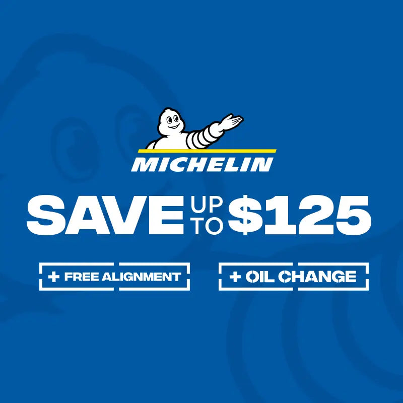 Upgrade your ride and save big. Get up to $125 in savings on Michelin Tires, with a FREE Alignment and Oil Change at Tire Discounters!
