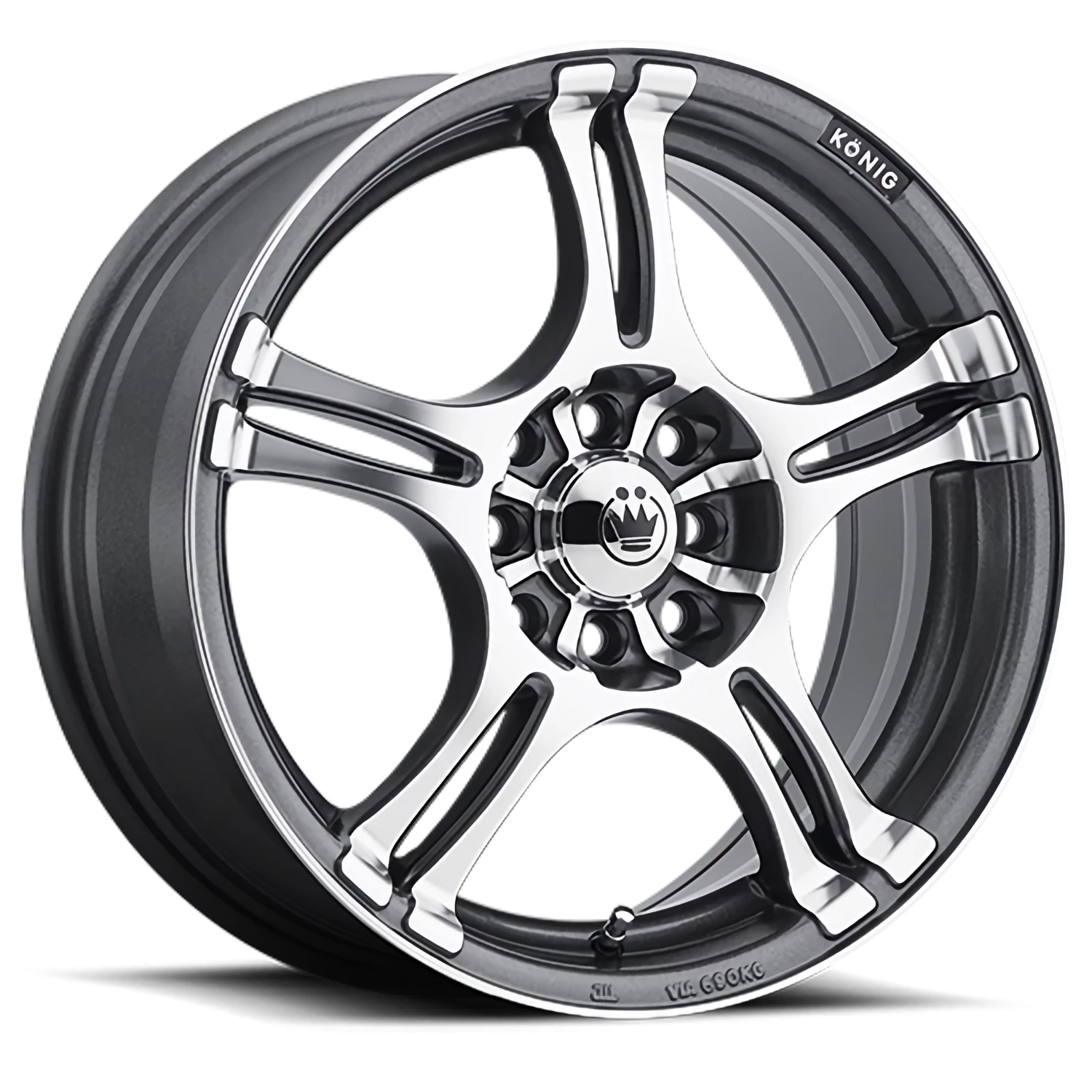 13x5.5 Konig Incident Graphite With Machined Face 4x100 ET38 CB73